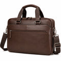 Laptoptasche 40 x 8 x 30 cm aus braunem Kunstleder mit Schultergurt
