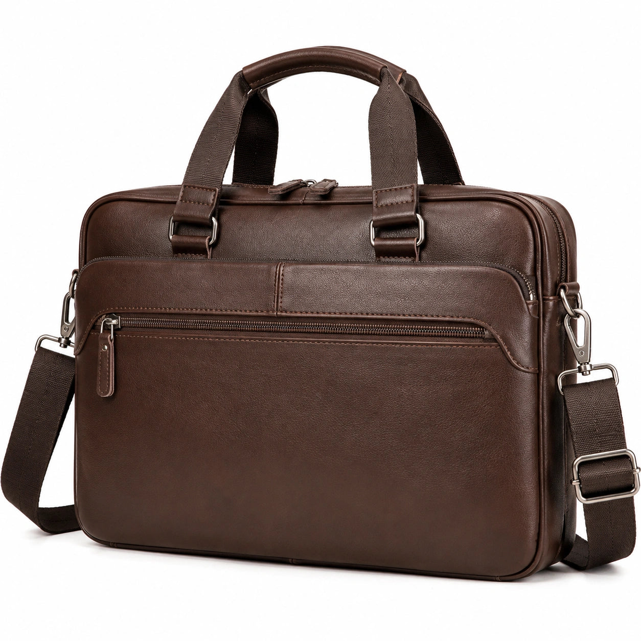 Laptoptasche 40 x 8 x 30 cm aus braunem Kunstleder mit Schultergurt