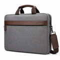 Laptoptasche 40 x 8 x 30 cm Grau Braun aus Textil mit Schultergurt