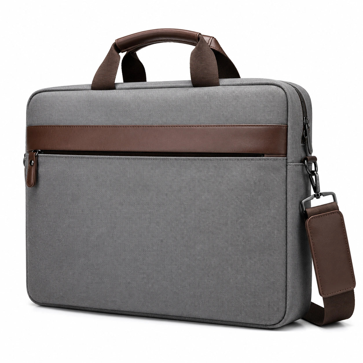 Laptoptasche 40 x 8 x 30 cm Grau Braun aus Textil mit Schultergurt