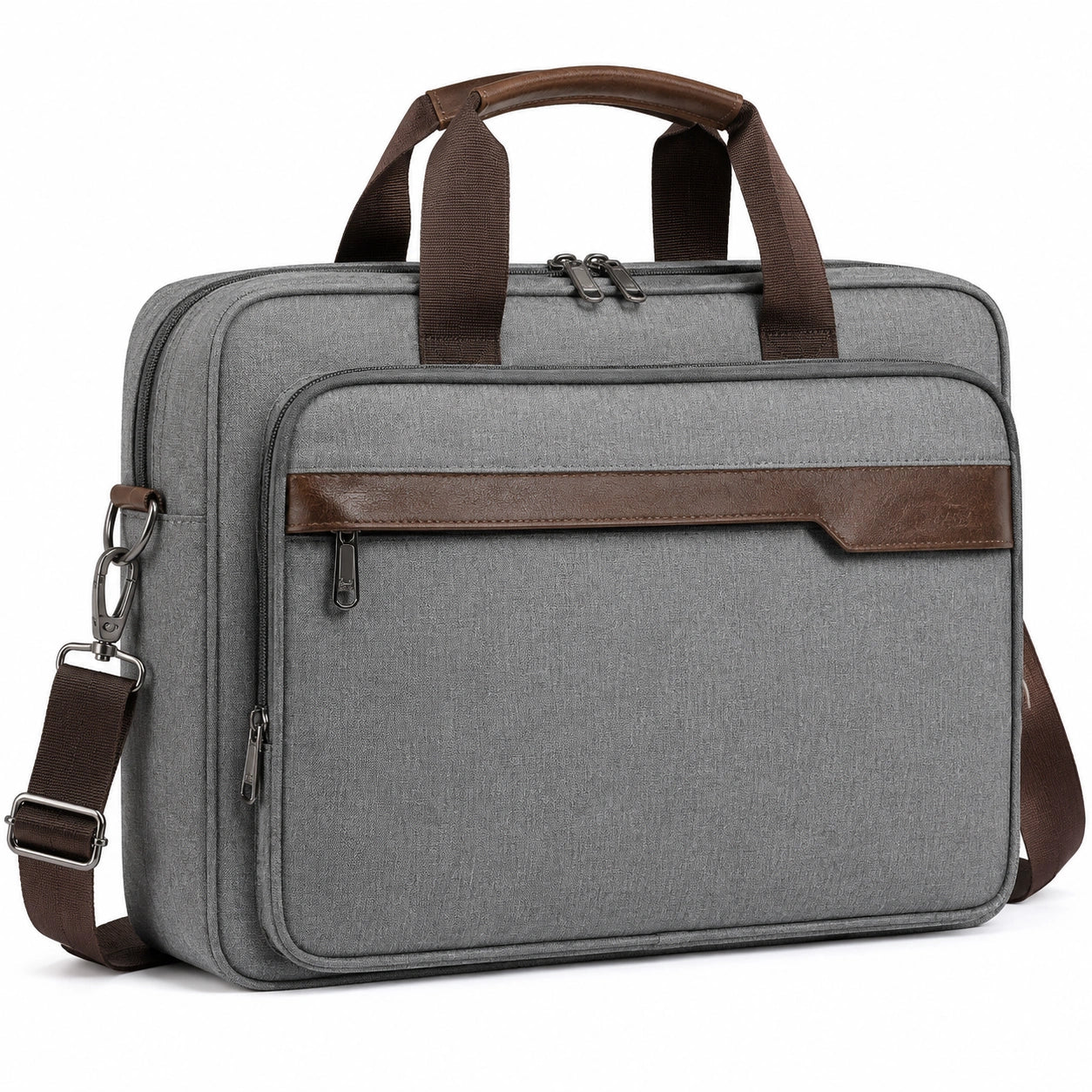 Laptoptasche 40 x 8 x 30 cm aus Textil in Grau Braun mit Schultergurt