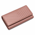 Damen Geldbörse 19 x 10 x 3 cm Kunstleder Rosa mit Überschlag Steppmuster
