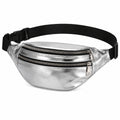Gürteltasche Einheitsgröße aus Kunstleder in Silber mit drei Reißverschlussfächern