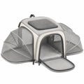 Haustier-Transporttasche 48 x 30 x 30 cm aus Polyester Grau Beige mit Netzfenstern und Erweiterungen