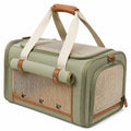 Haustier Transporttasche 45 x 28 x 30 cm Textil Olivgrün mit Netzfenstern und Tragegriffen