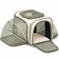 Haustier-Transporttasche 42 x 30 x 32 cm aus Textil in Beige Olivgrün mit Netzfenstern faltbar