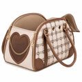 Haustier Transporttasche 43 x 25 x 30 cm Kunstleder Textil Beige Braun kariert mit Netzfenster