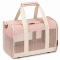 Haustier-Transporttasche 45 x 28 x 30 cm aus Textil in Rosa mit Netzfenstern