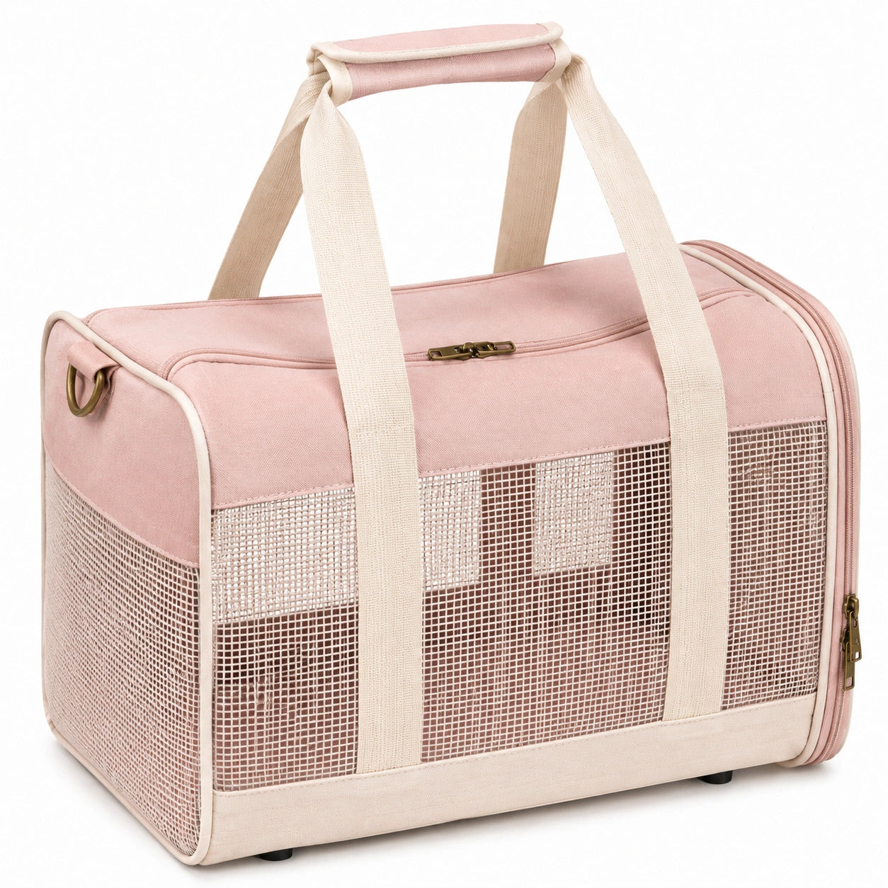 Haustier-Transporttasche 45 x 28 x 30 cm aus Textil in Rosa mit Netzfenstern
