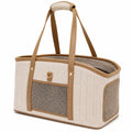 Haustier-Transporttasche 45 x 25 x 30 cm Beige Textil mit Netzfenstern für kleine Haustiere