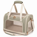 Haustier Transporttasche 45 x 30 x 30 cm aus Textil und Netzgewebe Salbeigrün Creme mit Schultergurt