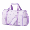 Reisetasche 45 cm Textil Flieder Weiß mit Blumenmuster und Schultergurt