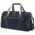 Reisetasche 50 x 25 x 30 cm aus Textilgewebe in Dunkelblau mit Kunstlederdetails und Schultergurt