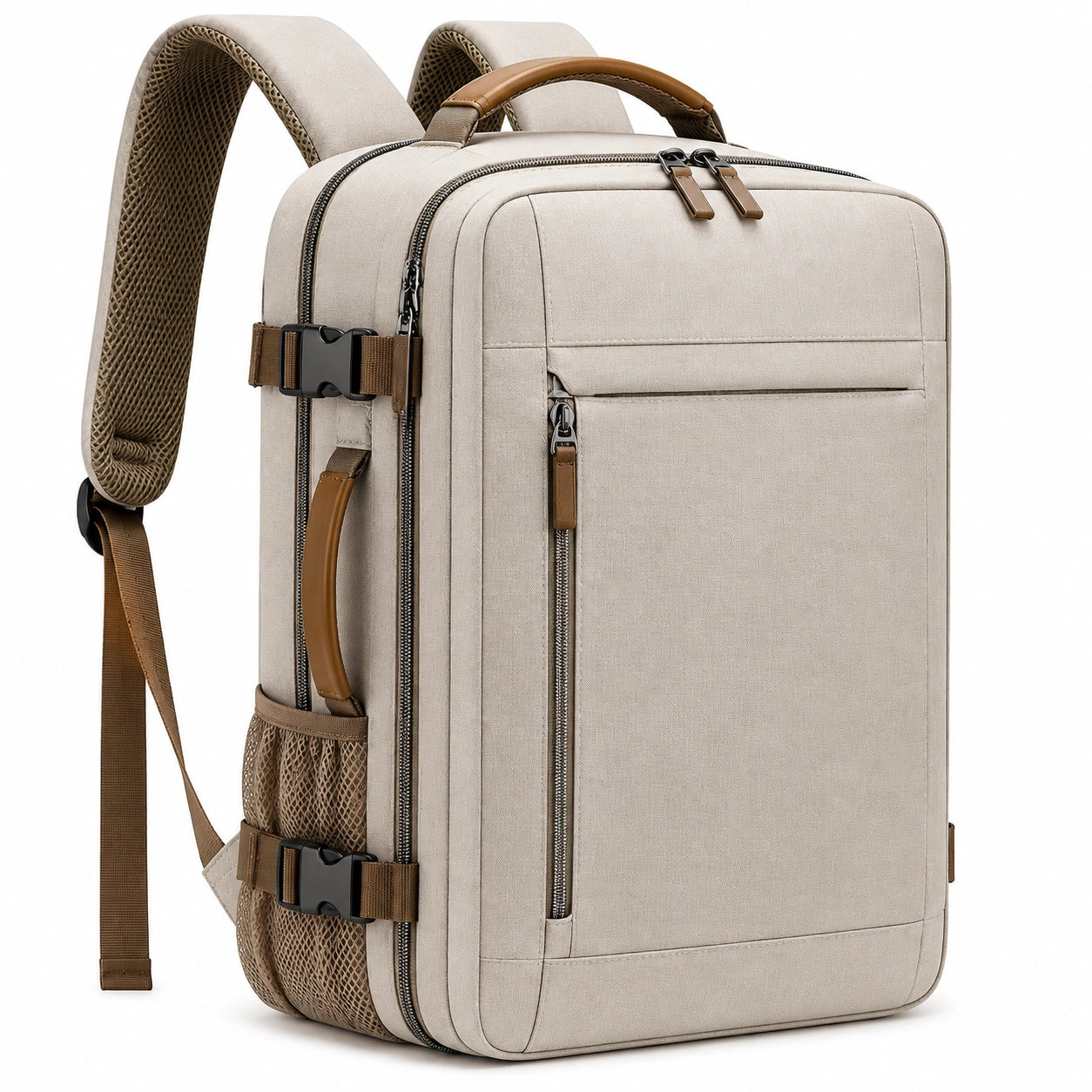 Reiserucksack 42 x 30 x 16 cm Textil Beige mit gepolsterten Trägern