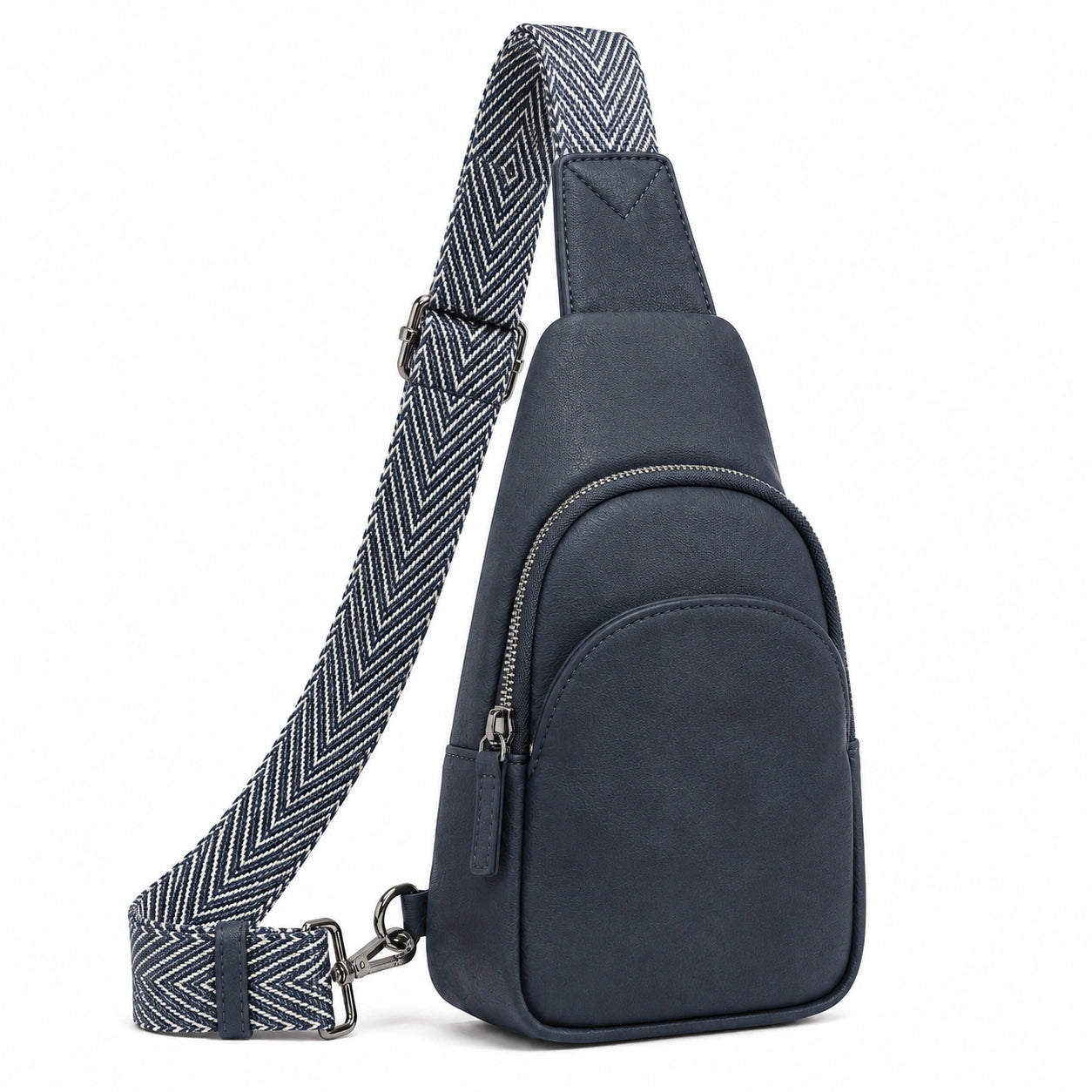 Brusttasche 17 x 7 x 31 cm aus Kunstleder in Dunkelblau mit gemustertem Schultergurt